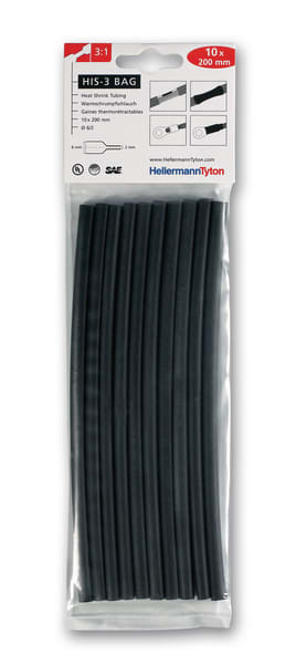 HELLERMANNTYTON Srl HEE308-30610 TERMORESTRINGENTE 3:1 BK BLIST 6/2 HIS-3