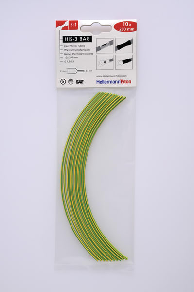 HELLERMANNTYTON Srl HEE308-30165 TERMORESTRING 3:1 GN/YE BLIST 1,5/0,5 HI