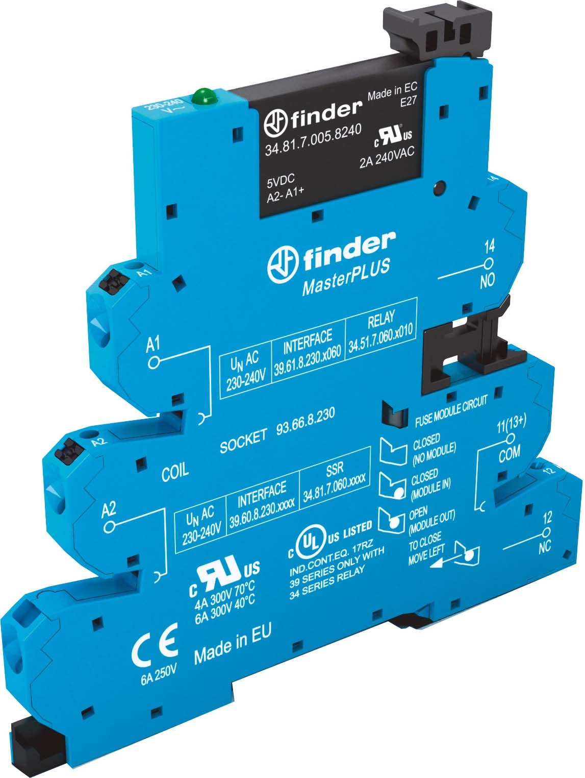 FINDER SPA - FIN396082309024 MASTERPLUS INTERFACCIA SSR 1NO MORSPUSH-