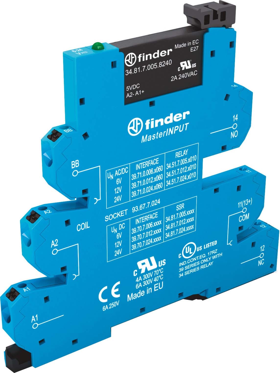 FINDER SPA - FIN397070129024 MASTERINPUT INTERF. SSR 1NO MORS.PUSH-IN