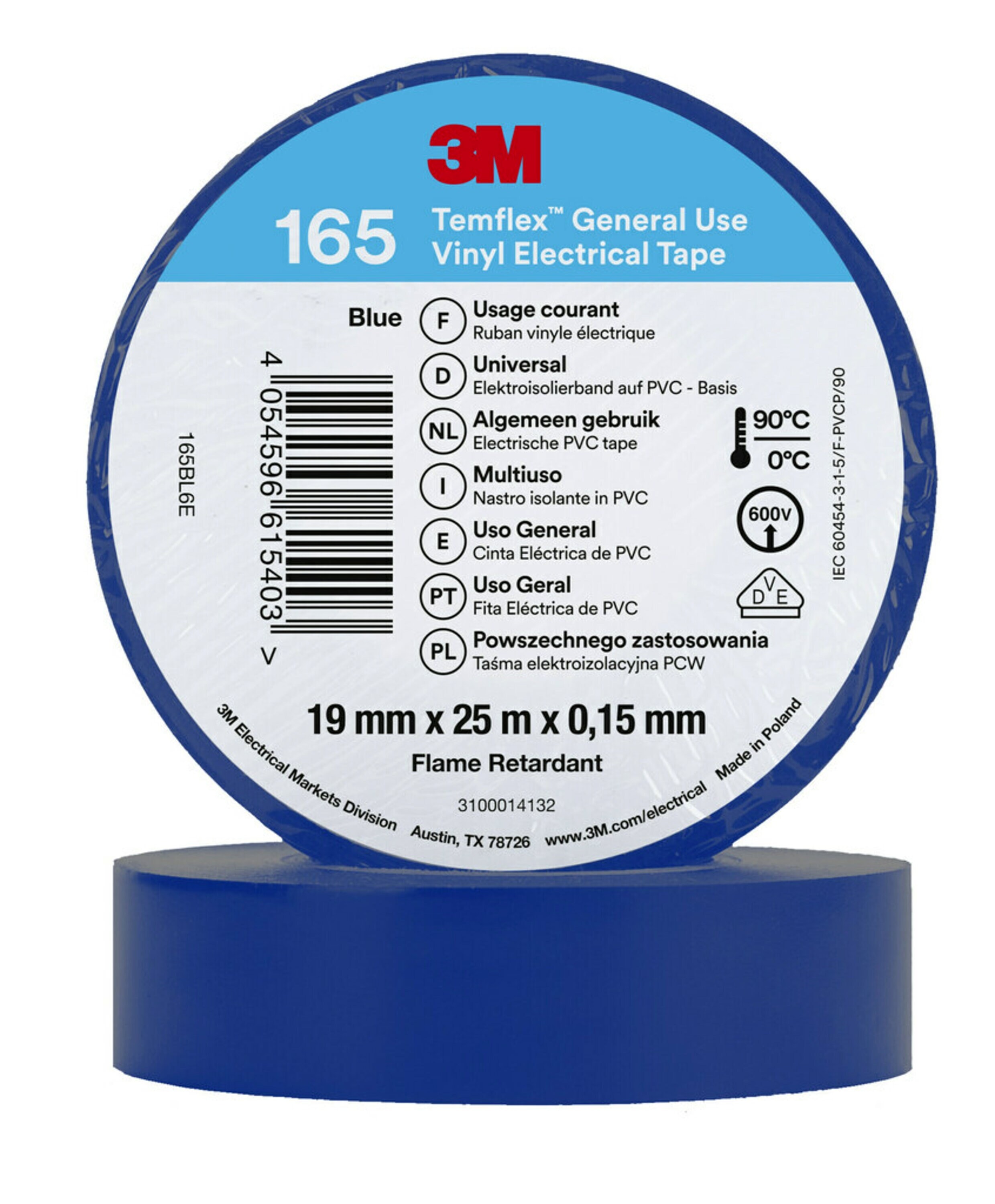 3M ITALIA 3MI7100184811 TEMFLEX 165 19MM X 25M BLUE