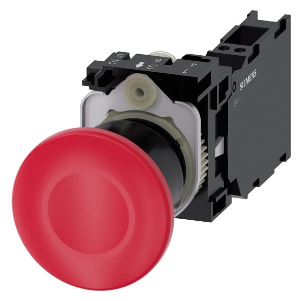 SIEMENS SIE3SU11001BA203FA0 PULS.FUNGO MANT.TRAZ.ROSSO 1NO+1NC MOLL
