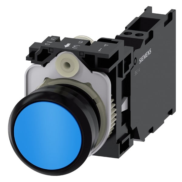 SIEMENS SIE3SU11000AB503FA0 PULS.PIATTO MOMENT.PLAST.BLU 1NO+1NC MOL