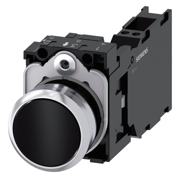 SIEMENS SIE3SU11500AB103FA0 PULS.PIATTO MOMENT.MET.NERO 1NO+1NC MOLL