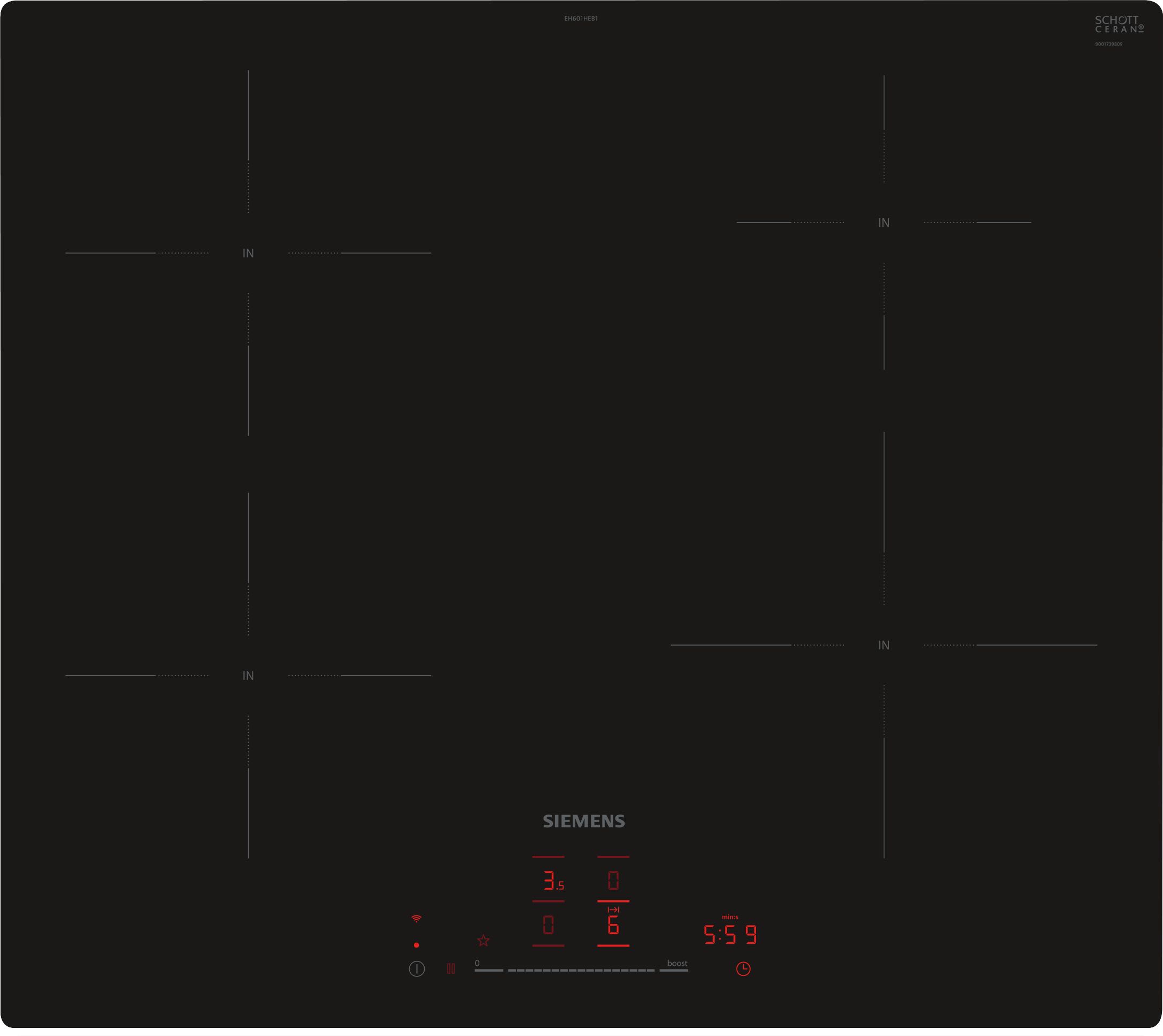 Siemens Hausgerate - SIZEH601HEB1E Glaskeramik Kochstelle 60cm Induktion fl