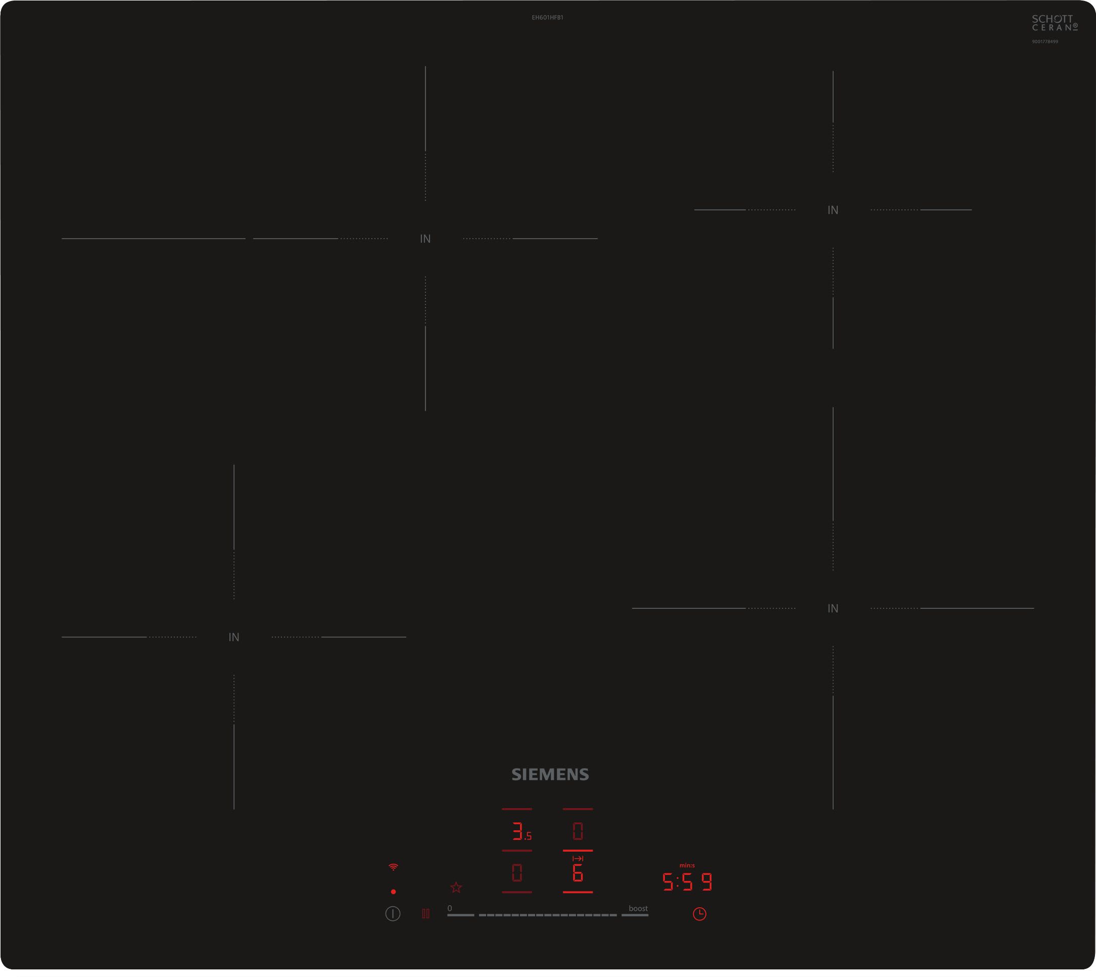 Siemens Hausgerate - SIZEH601HFB1E Glaskeramik Kochstelle 60cm Induktion Br