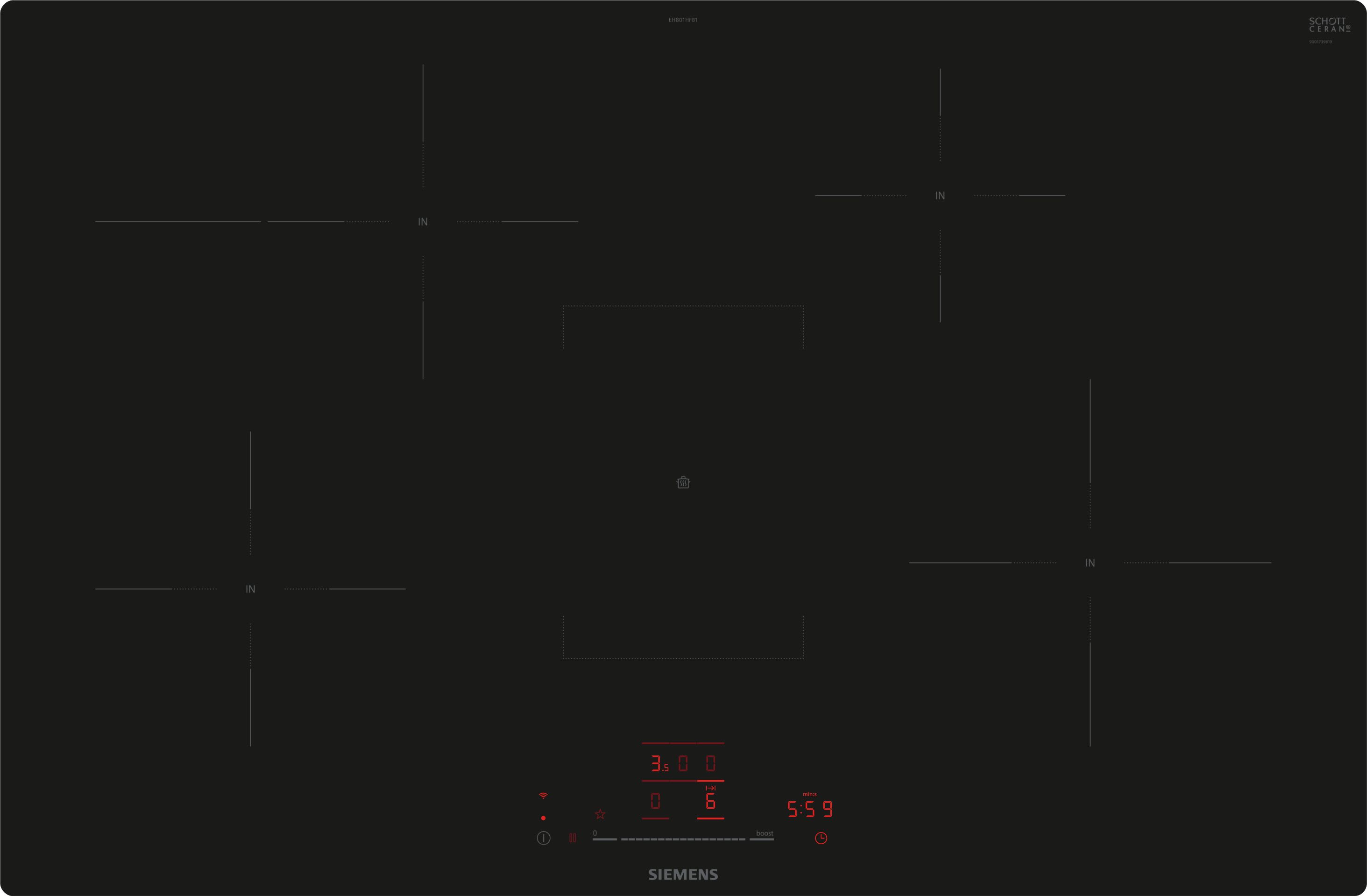 Siemens Hausgerate - SIZEH801HFB1E Glaskeramik Kochstelle 80cm Induktion Br