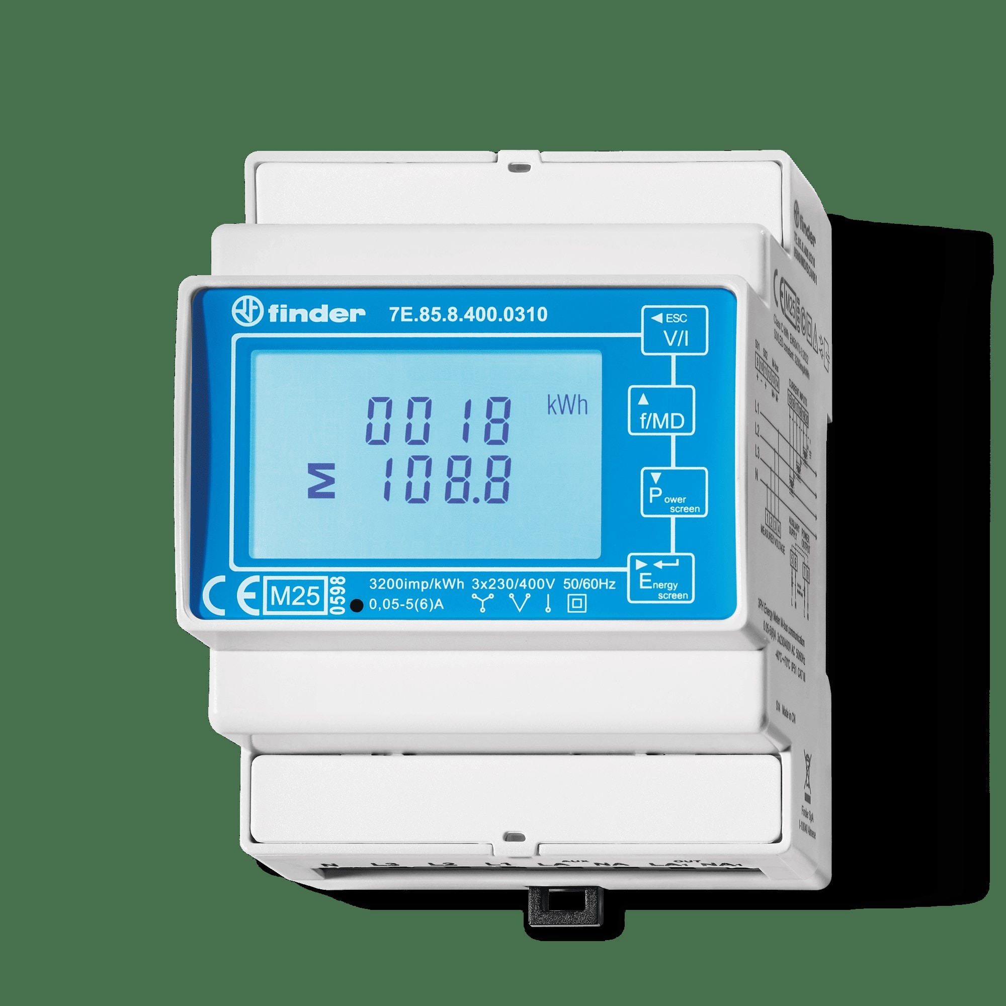FINDER SPA - FIN7E8584000212 CONTATORE ENERGIA 3FASI LCD TA MODBUS RS