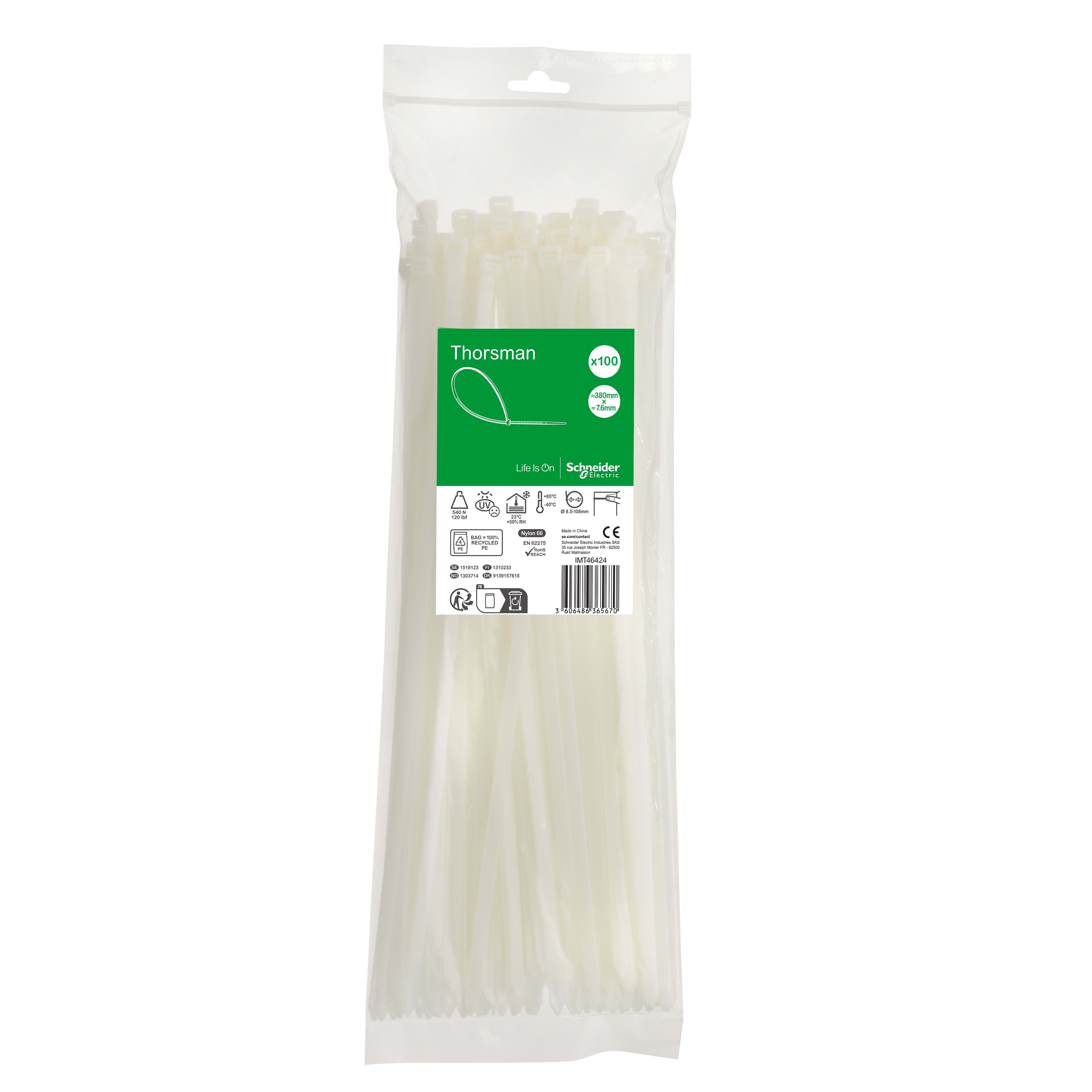 SCHNEIDER ELECTRIC SNRIMT46424 1 SACCHETTO 100 FASCETTE380X7,6 INCOLORE