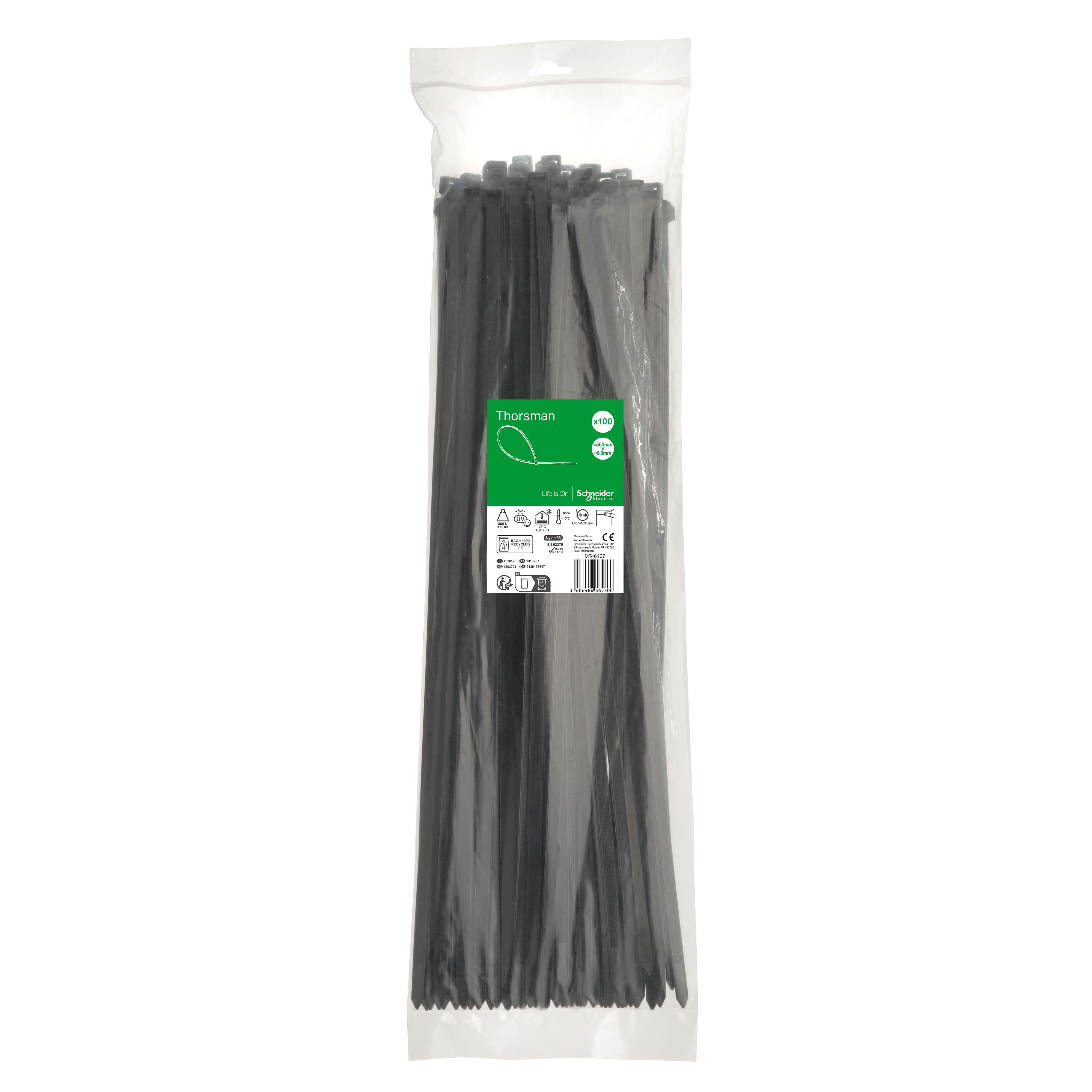 SCHNEIDER ELECTRIC SNRIMT46427 1 SACCHETTO 100 FASCETTE 550X8,8 NERO
