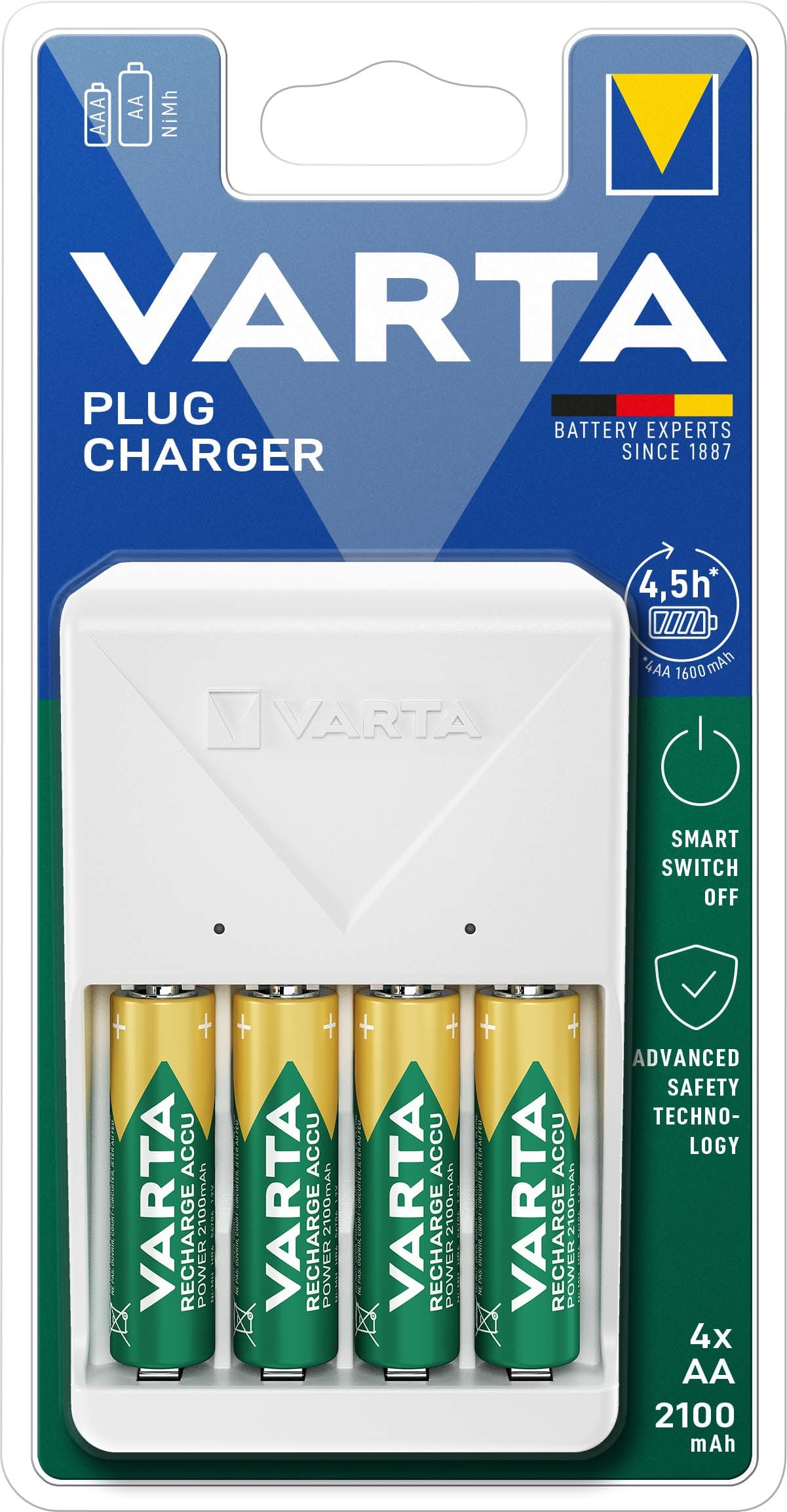 VARTA CONSUMER BATT VAT57657101451 PLUG CHARGER + 4X 56706