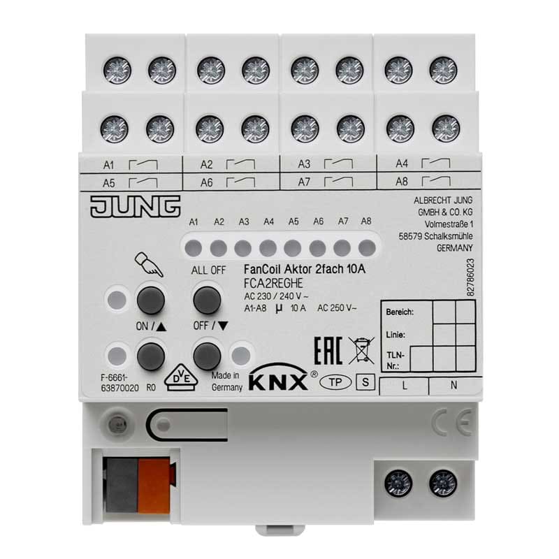 EURO UNITECH ELEKT UEKFCA2REGHE ATTUATORE FAN COIL KNX, 2 CANALI