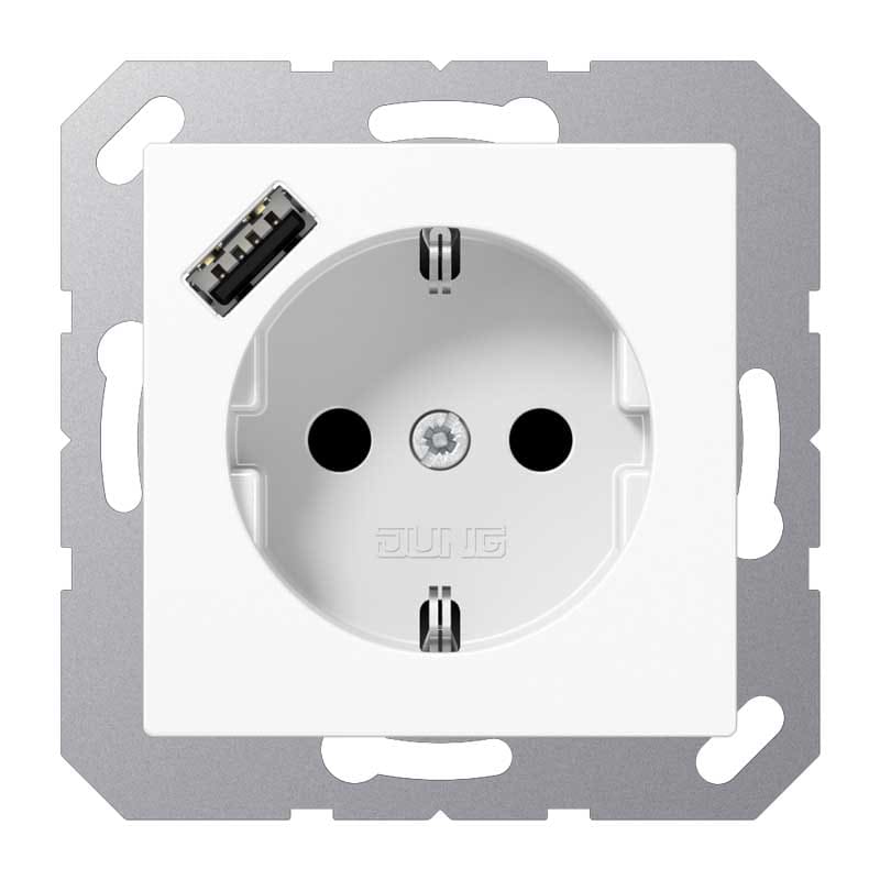 EURO UNITECH ELEKT UEKA1520-18AWW PRESA SCHUKOR, 1 CONN.CARICAB. USB A