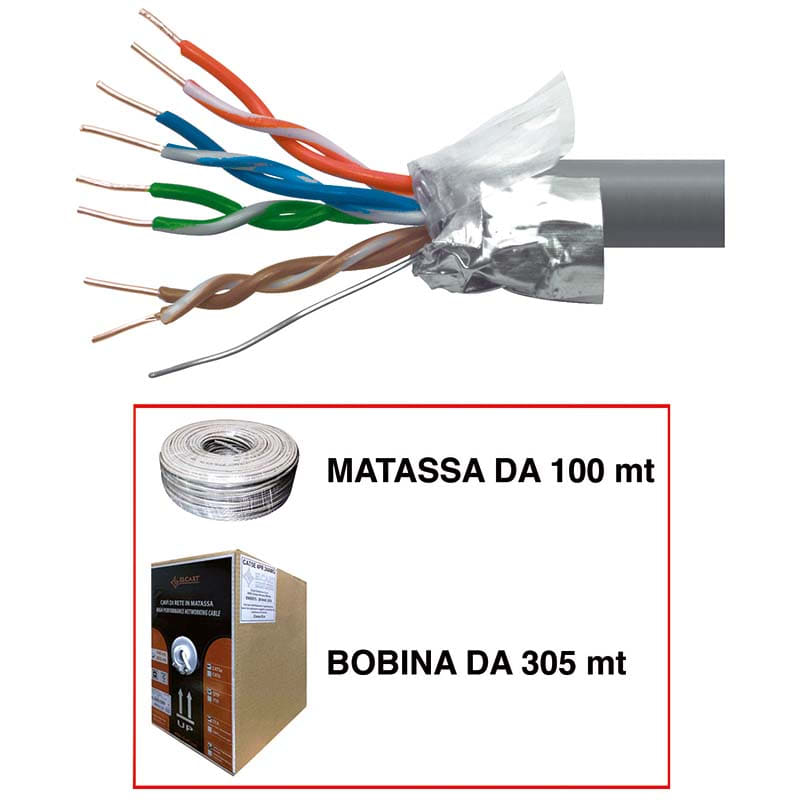 ELCART DISTRIBUTION - ERT403979800 CAVO CAT.6 FILI RIGIDI 100MT CCA