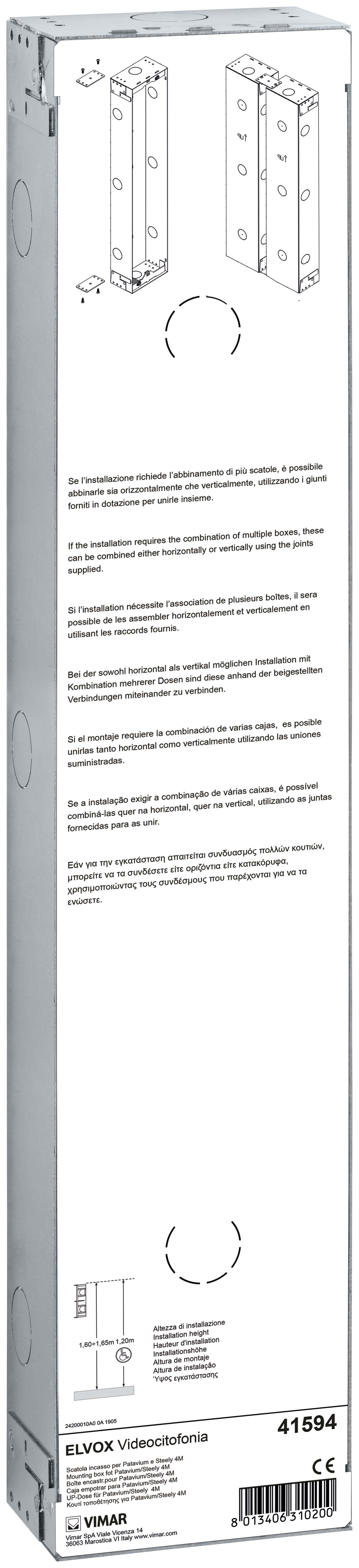 VIMAR SPA VIW41594 SCATOLA INCASSO PER PATAVIUM E STEELY 4M