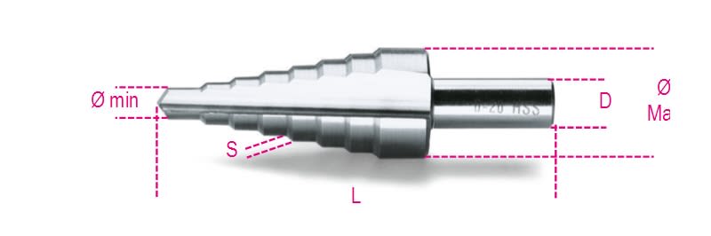 BM SPA - BMM004250015 Frese coniche a gradino in acciaio HSS