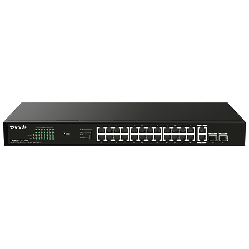 ELCART DISTRIBUTION - ERT429437100 SWITCH POE GIGABIT 24P +2P +2SFP TENDA