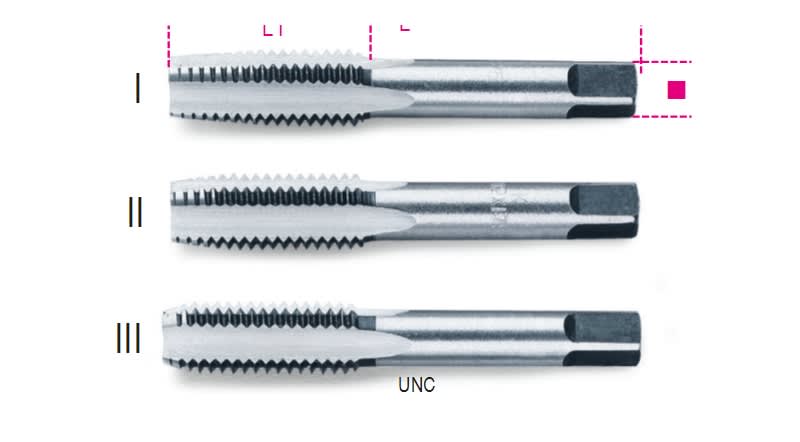 BM SPA - BMM004300054 Serie di 3 maschi a mano sgrossatore, intermedio, finitore UNC in acciaio al cromo