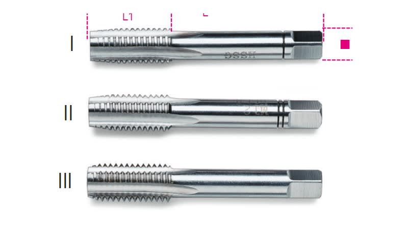 BM SPA - BMM004310005 Serie di 3 maschi a mano sgrossatore, intermedio, finitore passo grosso in acciaio HSS