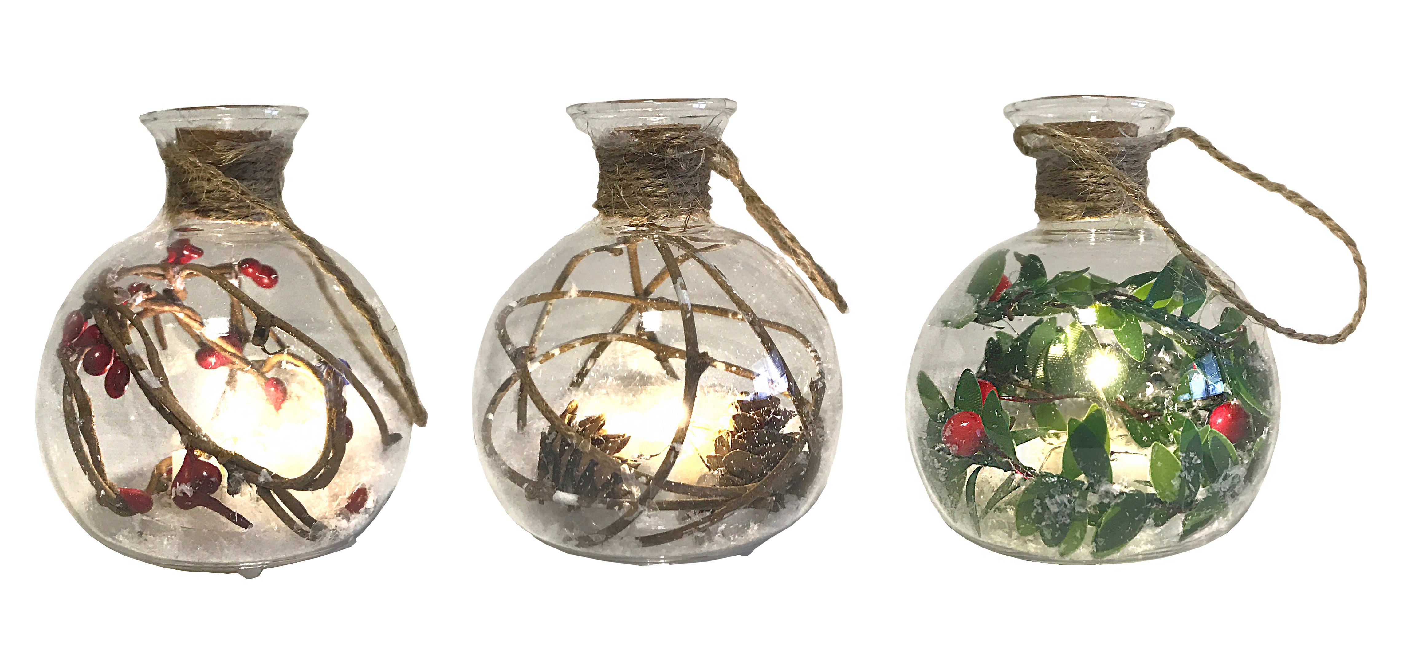 GIOCOPLAST NATALE SP - GCP48019147 BOTTIGLIETTA VETRO DECORATA 7 CM CON LED