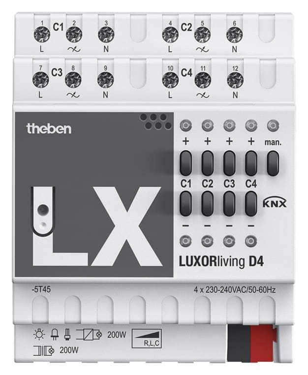 THEBEN SRL THE4800475 LUXORLIVING ATTUATORE D4 KNX DIMMER4CAN