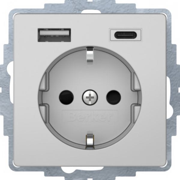 BERKER - BRK48046084 PRESA SCHUKO/USB A-C Q.X ALU LACCATO