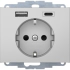 BERKER - BRK48047003 PRESA SCHUKO/USB A-C K.X ALU LACC.OPACO