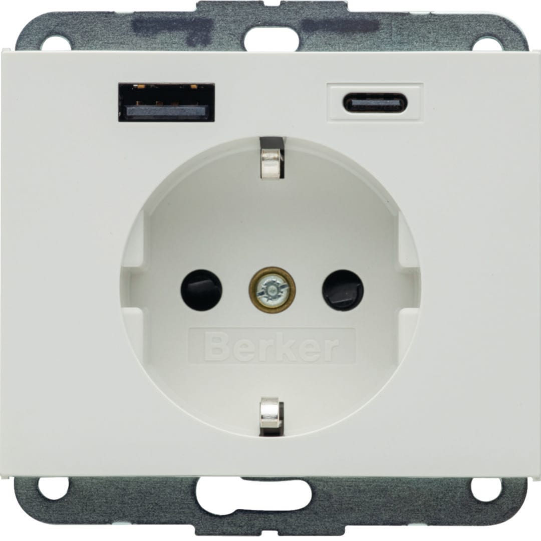 BERKER - BRK48147009 PRESA SCHUKO/USB AC 20W PD K.X BIA.POL.