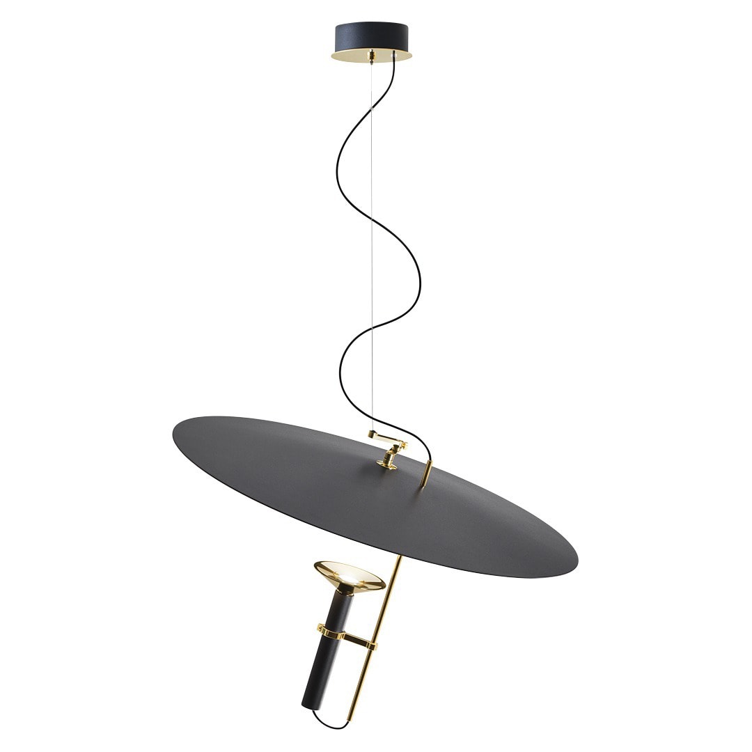 LINEA LIGHT-STILNOVO - SNV9705 LUNA SOSP.28W NERO R9005-ORO