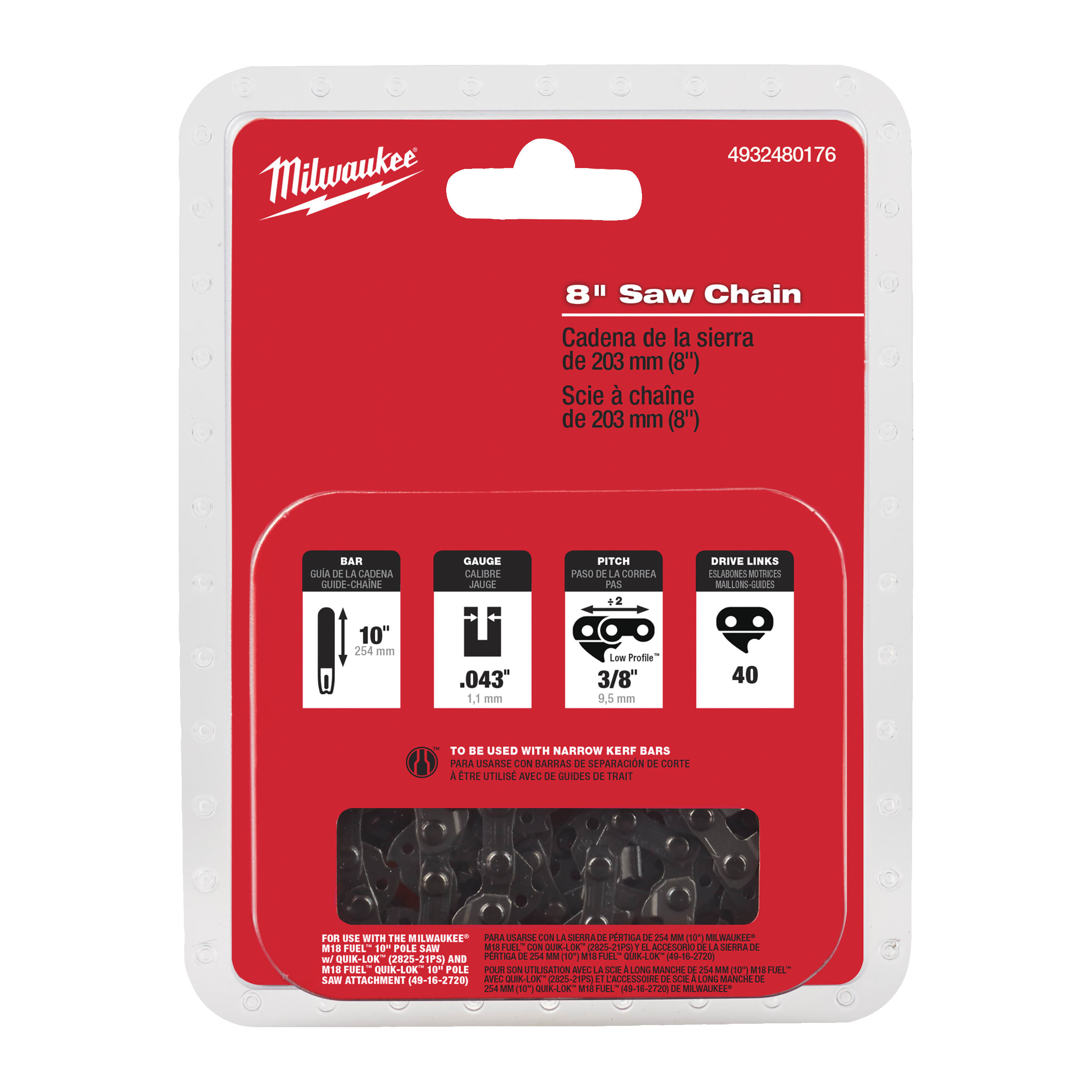 MILWAUKEE - AEG - COP4932480176 CATEN RICAMB M18FHS20(3/8LP X 203 X 1.1)