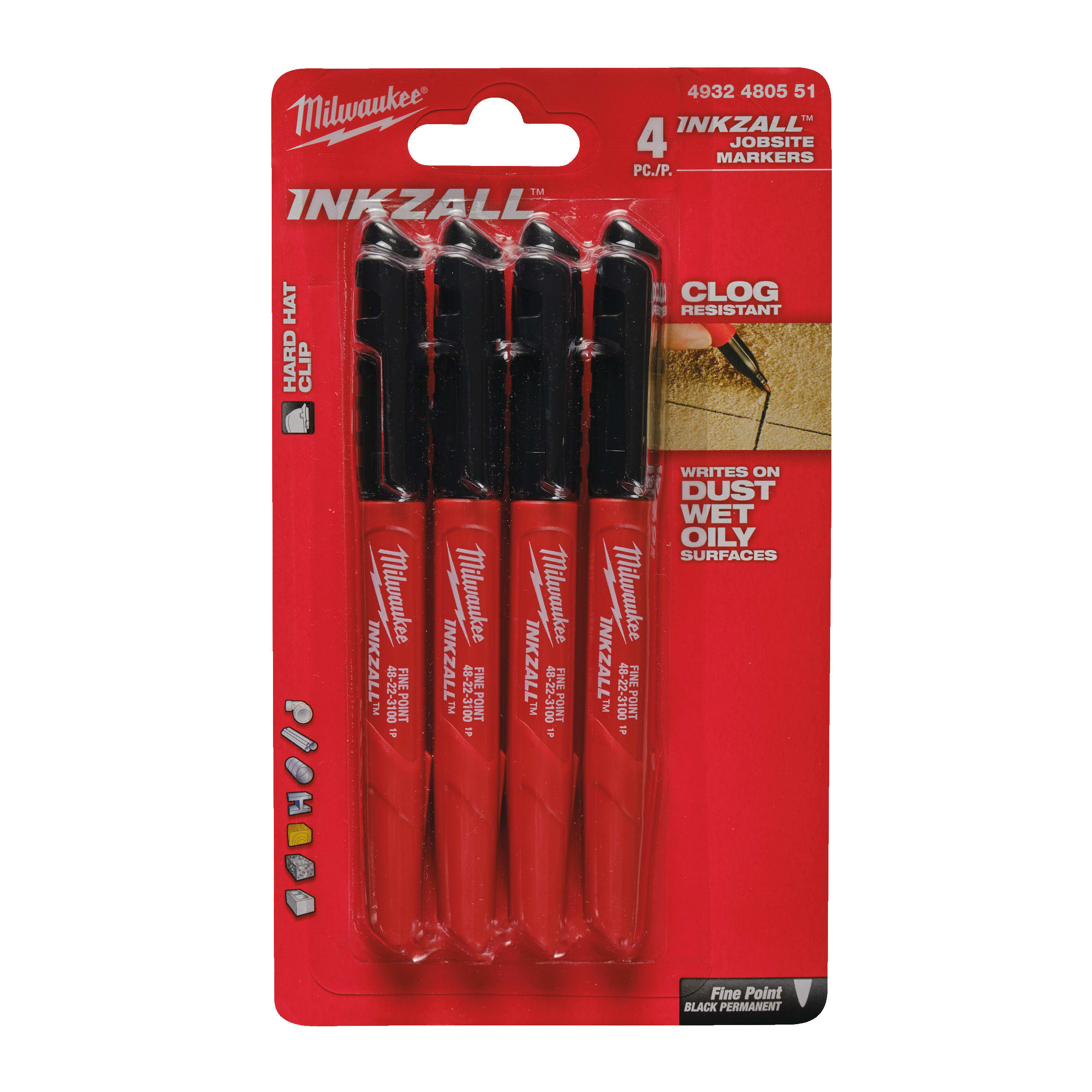 MILWAUKEE - AEG COP4932480551 PROMO PENNARELLO INDELE PUNTA FINE 4 PZ
