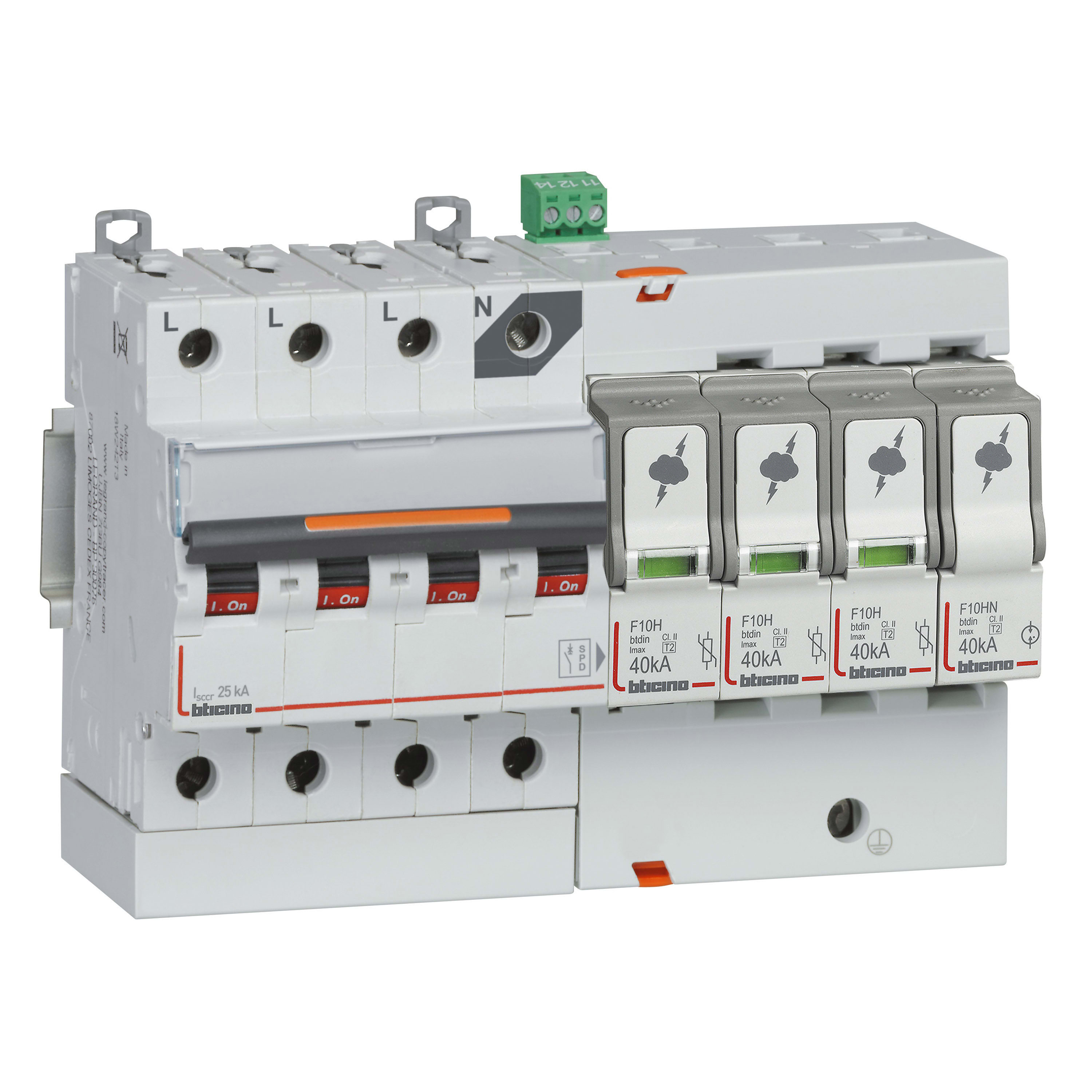 BTICINO BTIF10HZC4 BTDIN - SPD+MCB T2 40KA 3P+N NR+SEGN DIS