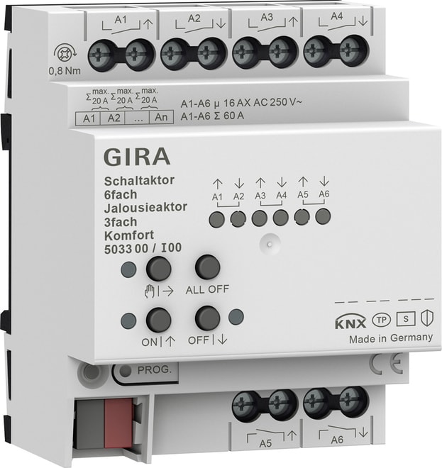 GIRA GIR503300 Schalt-/Jal.aktor 6f/3f 16 A REG Kmf KNX