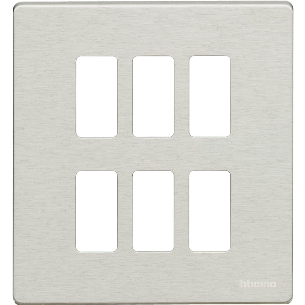 BTICINO BTI506/6/AL MAGIC - PLACCA 3+3P ALLUMINIO