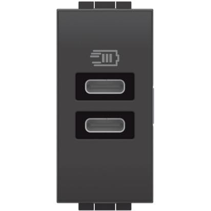 BTICINO BTIL4191CC LL - CARICATORE USB TIPO C+C 1M ANTRACIT