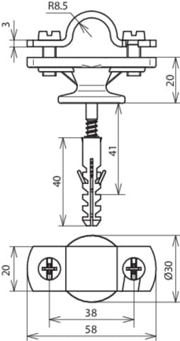 DEHN ITALIA SPA - DEH275260 Staffa porta asta con rondella di copert ura per Td 16mm Fe-Zama con mat. di fiss aggio