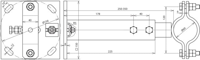 DEHN ITALIA SPA DEH105345 STAFFA VARIABILE IN FE/TZN PER PALI D60