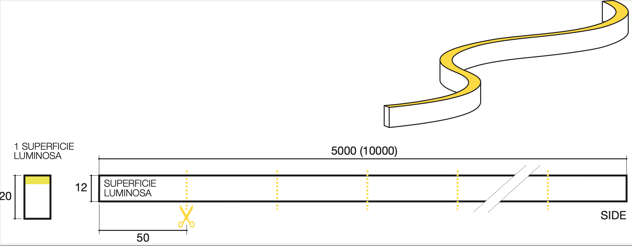 SICOM - SOL5609214 SICOMTAPE NEON SIDE 10W 4000 IP67-5M