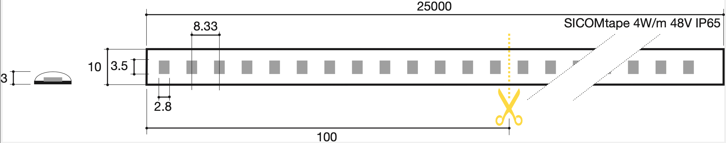 SICOM - SOL561480492765 SICOMTAPE 4W/M 927 48V ULTRALONG 25M IP6