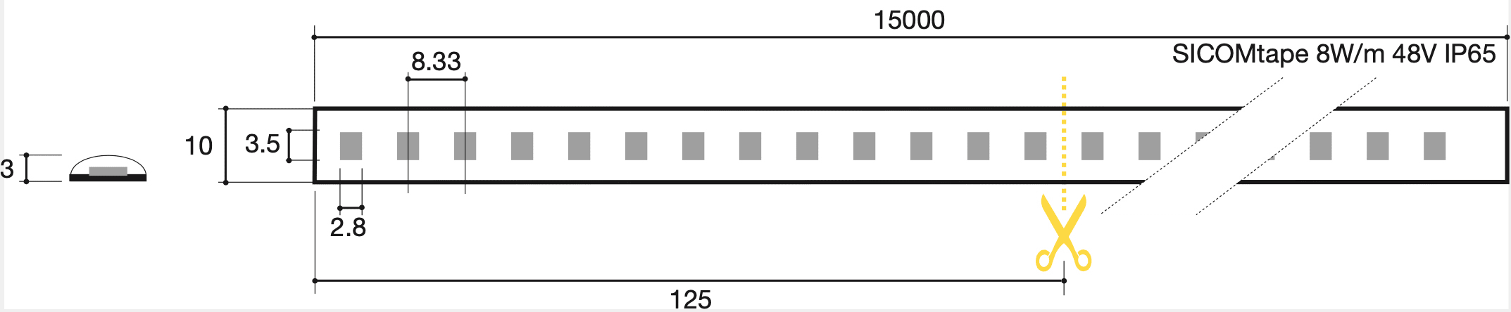 SICOM - SOL561480892765 SICOMTAPE 8W/M 927 48V ULTRALONG 15M IP6