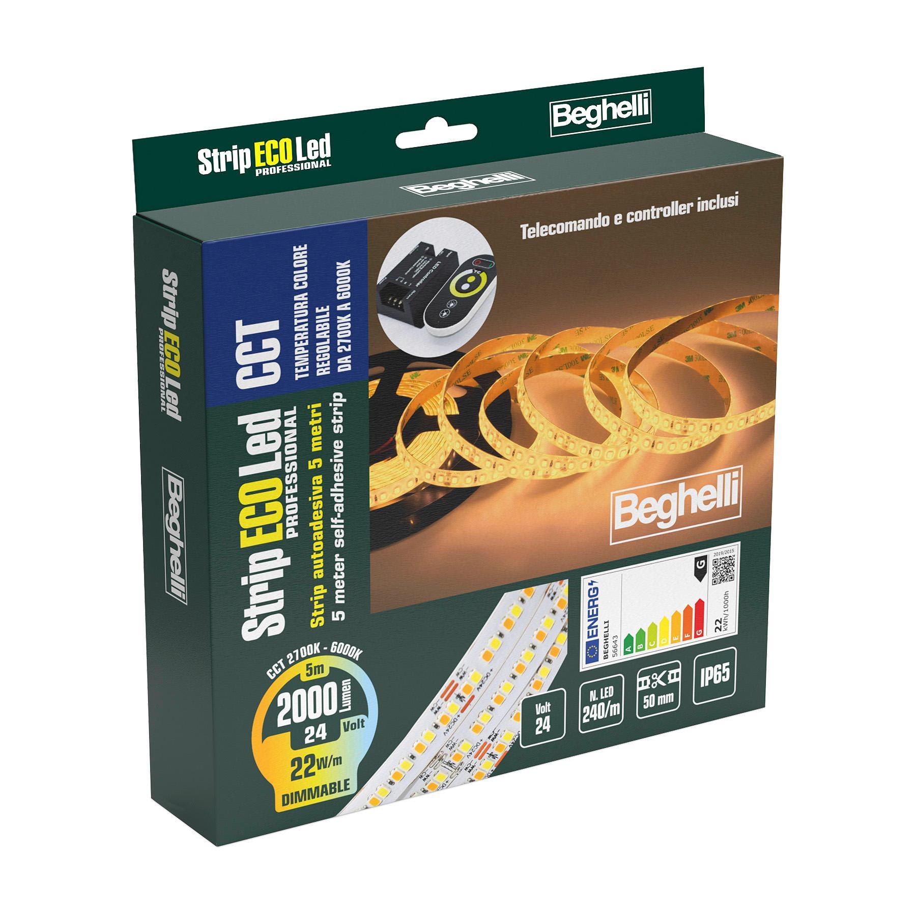 BEGHELLI - BEG56643 STRIPLED CCT 24V 22W 2KLM IP65