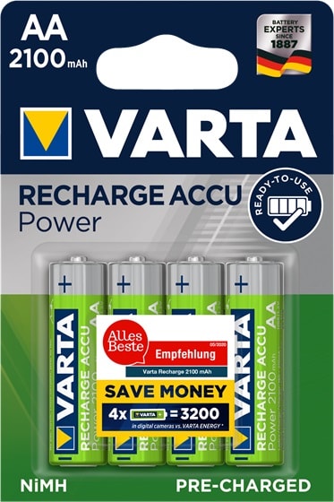 VARTA CONSUMER BATT VAT56706101404 AA RECHARGE ACCU POWER X4 (2.100 MAH)