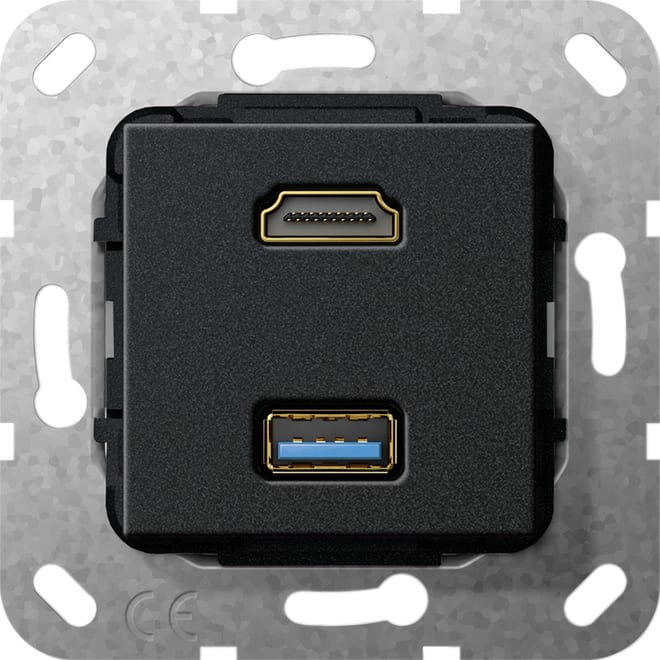 GIRA GIR567810 HDMI USB 3.0 A Kpl. Einsatz Schwarz m