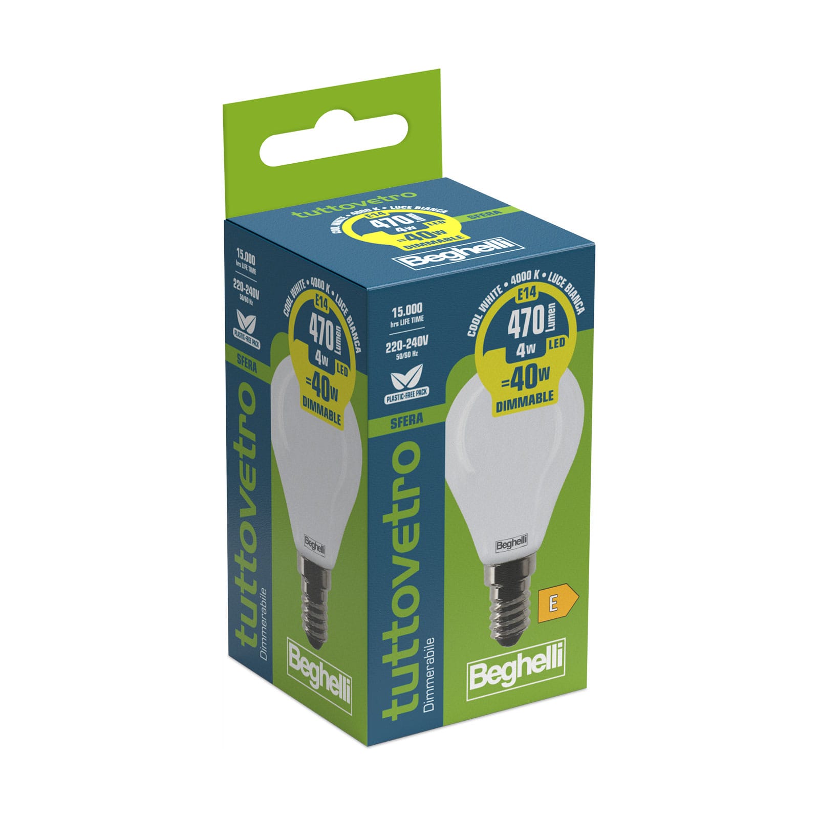 BEGHELLI BEG58100 TVETRO LED OP SFE DIM 4WE14 4K