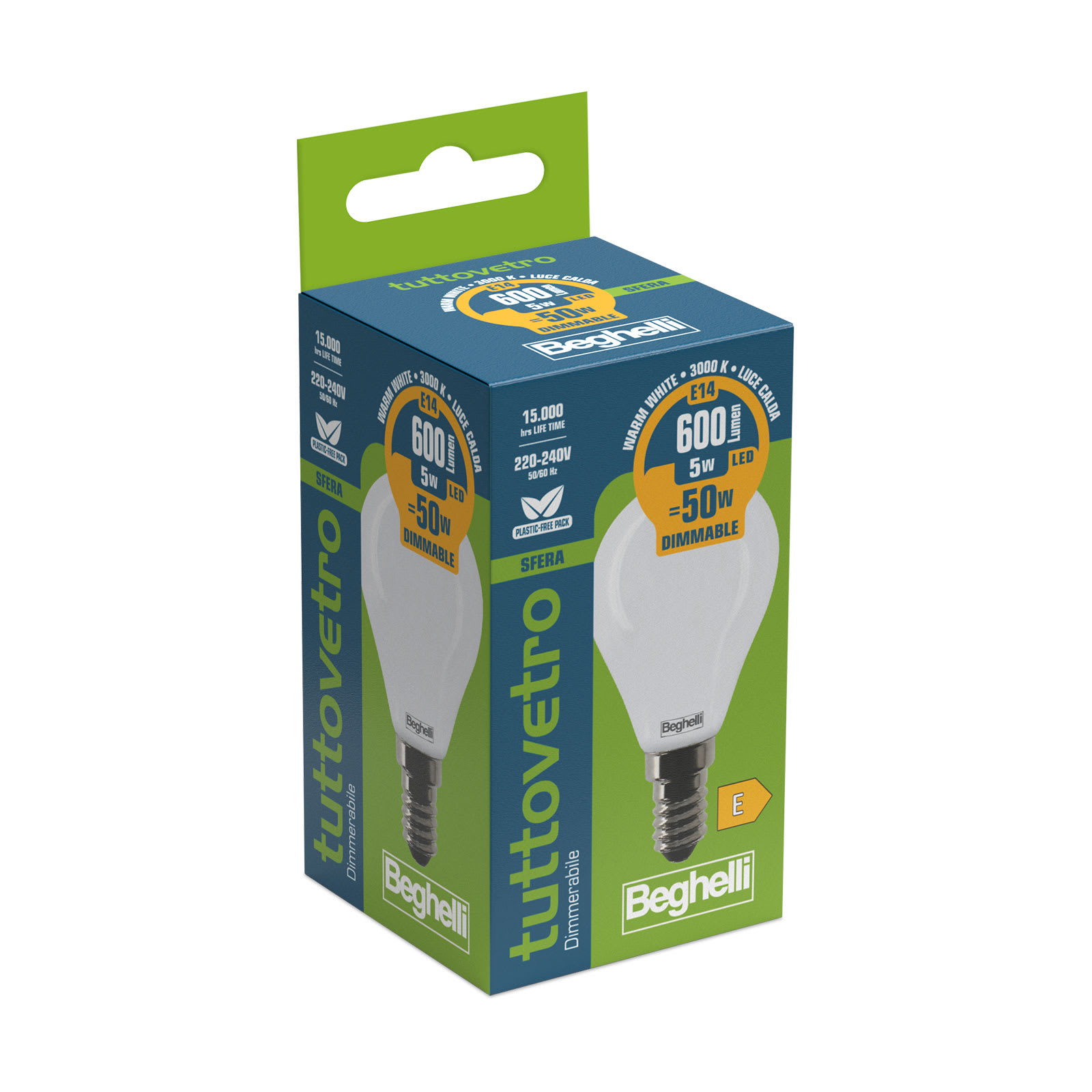 BEGHELLI - BEG58105 TVETRO LED OP SFE DIM 5WE14 3K