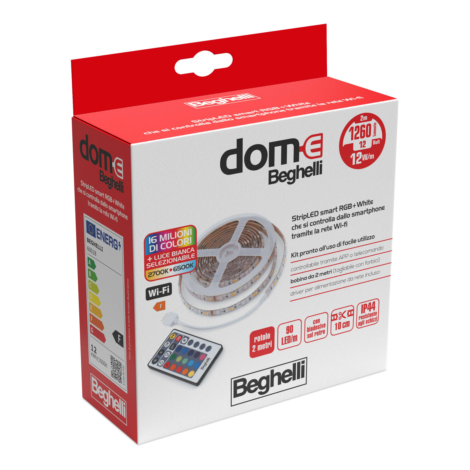 BEGHELLI BEG60018 WIFISTRIP RGB+WCCT 12W IP44 2M
