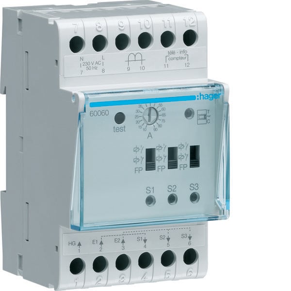 HAGER - HAG60060 RELE GESTIONE CARICHI 3 USCITE 10-90A 3