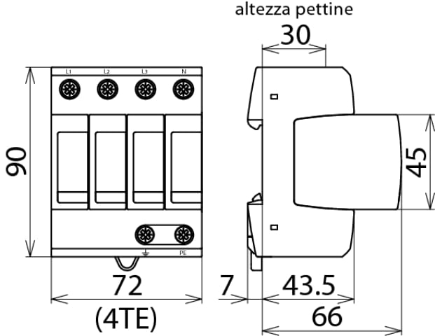 DEHN ITALIA SPA - DEH952322 SPD T2 3P+N, FUSE INTEGRATO