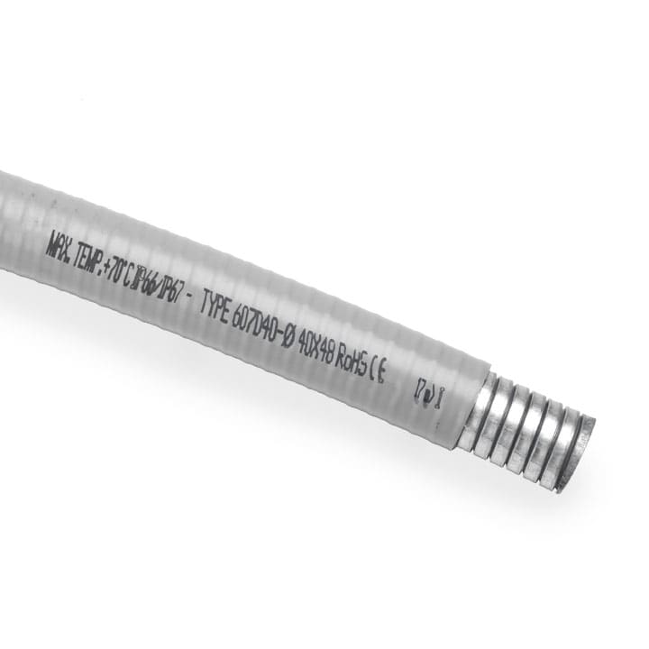 COSMEC - CSM607D-32 Tubo flessibile metallico, doppia aggraffatura ricop. in PVC, diametro 26,5x34 mm, grigio, AD27
