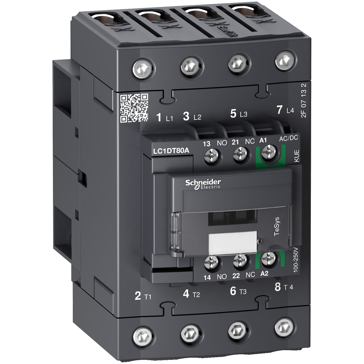 SCHNEIDER ELECTRIC - SNRLC1DT80AKUE TeSys D contactor 4P 80A AC-1 up to 440V coil 100-250V AC/DC Everlink